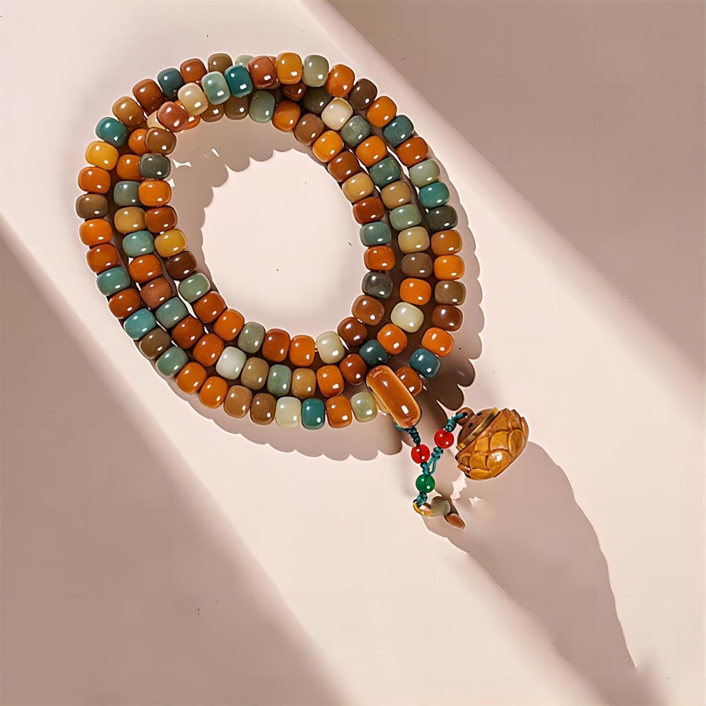 Mala Bead Strand Bracelet, 108 Buddhist Prayer Beads Yoga Meditation Green Malachite Beads Necklace Women man