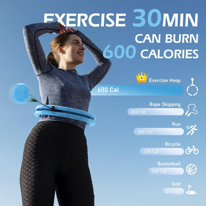 JLoibao Weighted Hula Circle with 26/32 Links(56-66 Inch) for Adults Weight Loss, Infinity Fitness Hoop Plus Size, for Women Smart Exercise Equipment