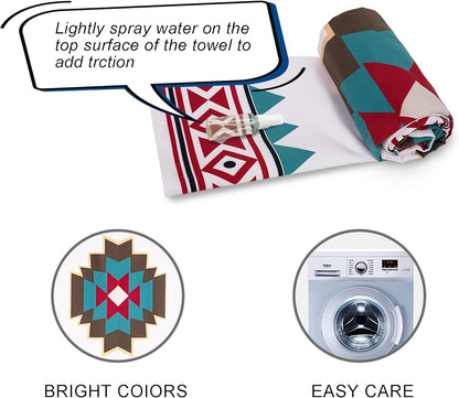 Yoga Mat Towel with Corner Pockets - Microfiber Yoga Towels for Hot Yoga Non Slip Moisture Wicking Sweat Absorbent, Tree of Life Yoga Towel Easy for Travel, Use in Hot Yoga,Bikram,Pilates and Fitness