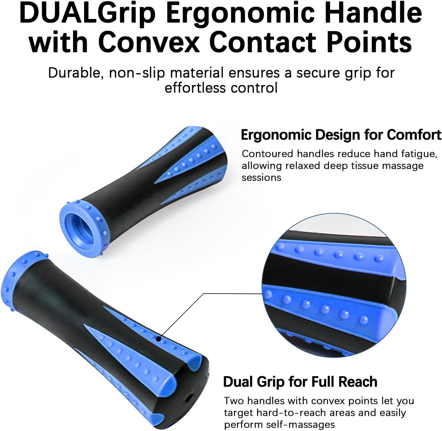 Muscle Roller Massage Roller Stick- Deep Tissue Fascia Blaster for Myofascial Pain Relief, Lymphatic Drainage & Body Sculpting, Handheld Physical Therapy & Recovery Tool (Gray black-18 inch)