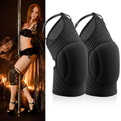 Seenelling 2 Pairs Medium Pole Dance Knee Pads for Women Protective Non-slip Knee Pads for Ballet Modern Floor Dance and Indoor Sports Yoga Volleyball Figure Skating