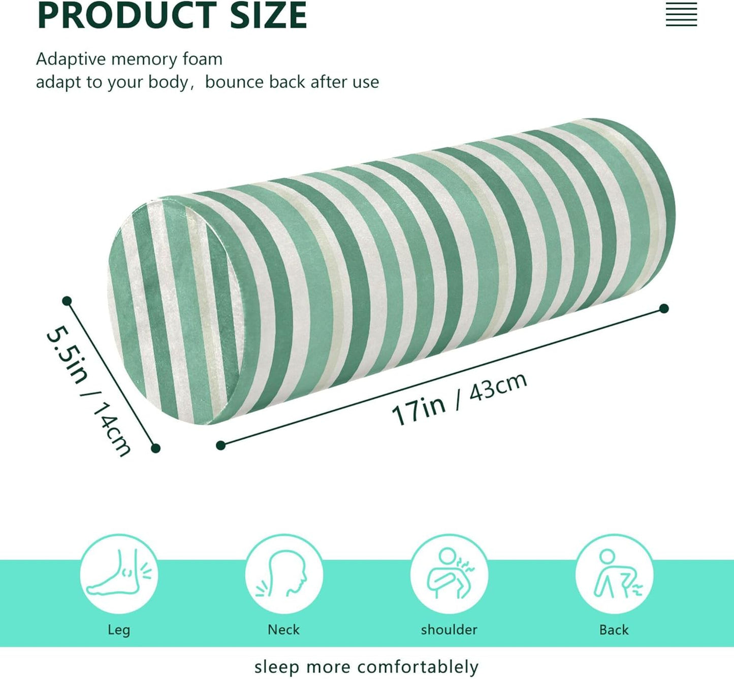 Yoga Bolster Pillow Round Neck Roll Pillow Bed Round Pillow for Baby Cylinder Decorative Pillow Bolster Pillow Covers with Zipper Gold Stripe