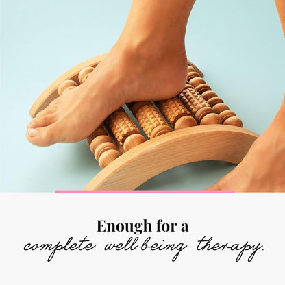 tuuli Accessories - Wooden Foot Massager, Grooved Muscle Roller, Helps Ease Muscle Tension, Supports Blood Circulation, Natural Wood Therapy Massage Tools, 8 x 2 inches