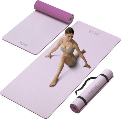 Yoga Mat Thick(10mm) Exercise Mat Non Slip Anti-tear,72"x35" Extra Large Pilates Mats for Home Workouts, Gym & Floor Stretching with Carrier Strap