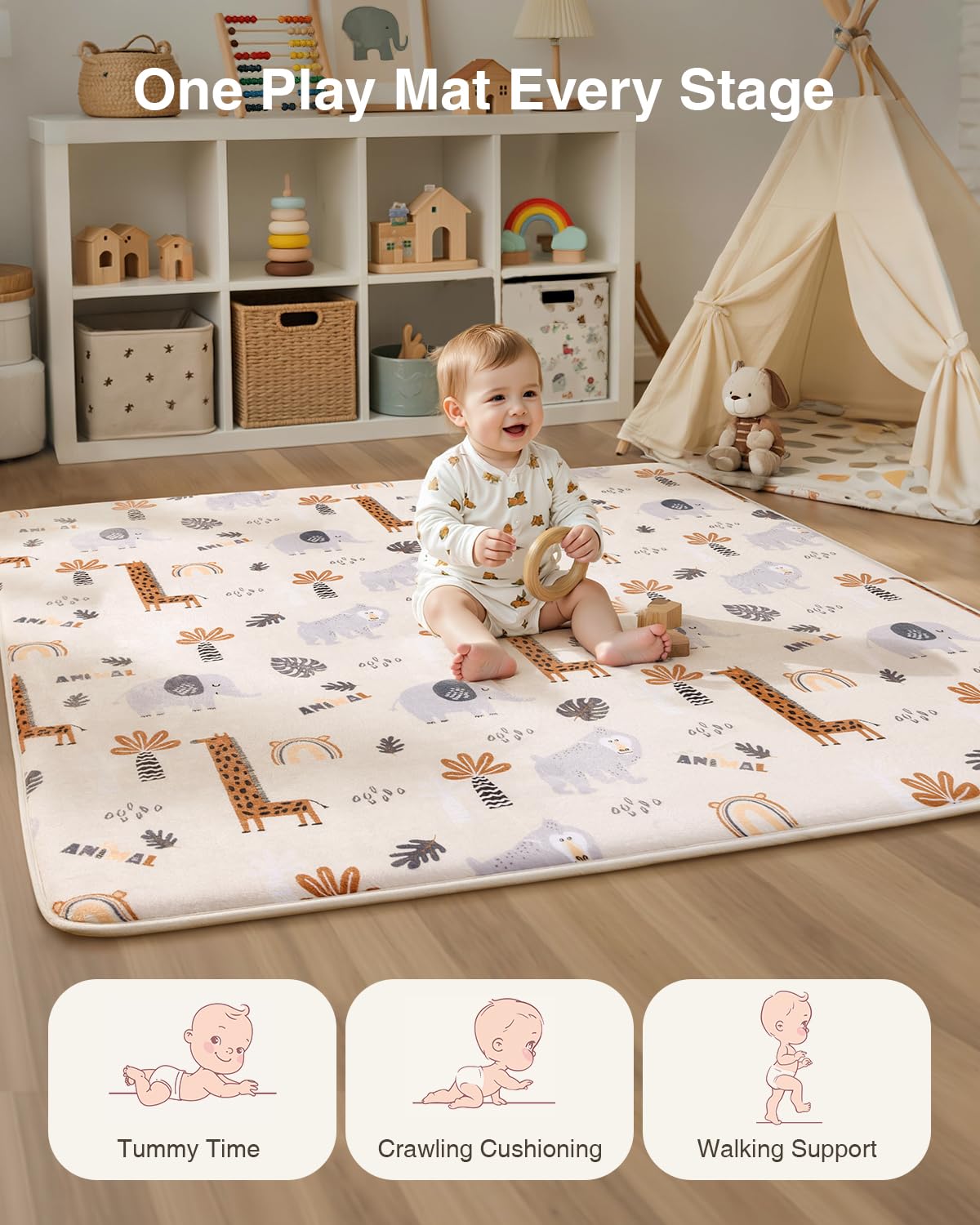Large Thick Baby Play Mat for Floor,Padded Foam 59x79 Playpen Mat,Soft Support&Plush Feel Nursery Kids Rug,Non Slip for Toddler,Infants,Kids Playroom,Yoga,Baby Crawling,Tummy Time (Light Grey)