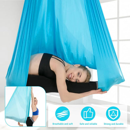Aerial Yoga Hammock, Elastic Aerial Silk Fibre, Low Stretch Design, Comfortable Contact Area, Polyamide Fibre, Blue, Modern Style