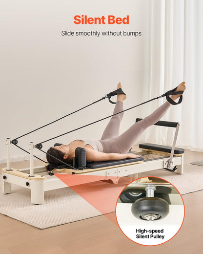 VEVOR Pilates Reformer, Reformer Pilates Machine with Cadillac Trapeze Table or Tower & Mat, Pilates Equipment for Home Workout and Studio, Includes Jump Board，Sitting Box