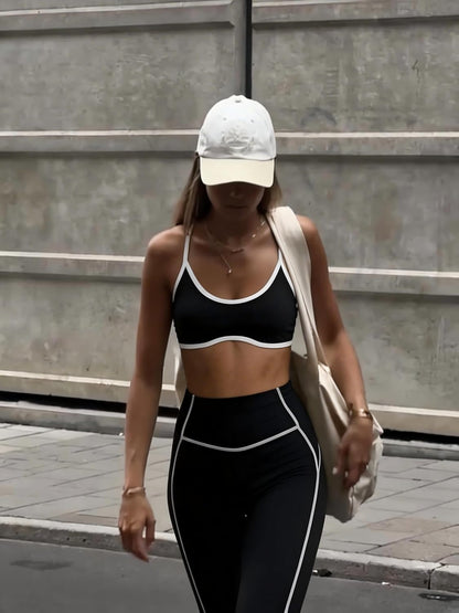 Aoxjox Women's Color Block Workout Sports Bras Fitness Lexi Lined Strappy Bra Athletic Yoga Crop Tank