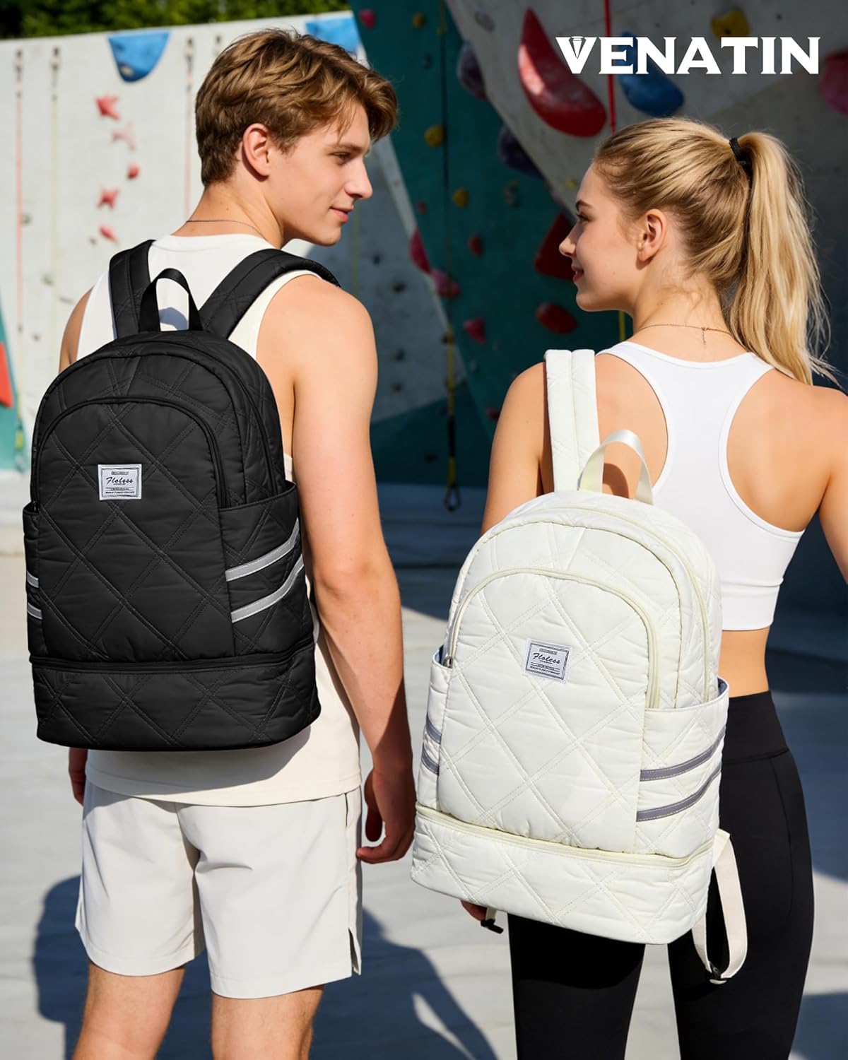 Gym Backpack for Women Men,Cheer bag,Lightweight Gym Bag with Shoe Compartment, Waterproof Sports Backpack with Wet Pocket, Black