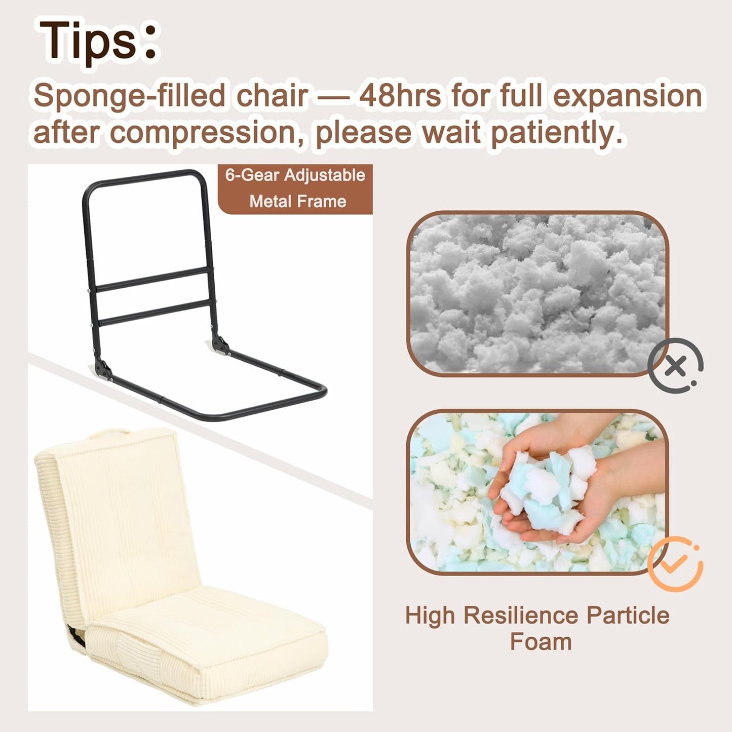 Adjustable Floor Chair with Back Support, 6-Position, Folding Japanese Meditation Tatami Chair, Comfy Gaming Chairs for Adults, Accent Sofa Reading Chairs, Living Room, Bedroom, Coffee