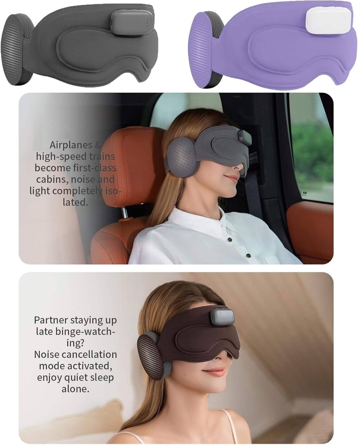 Meditation Eye Mask Sleep Mask with Meditation Music | Portable Sleep Headphones, Pressure-Free & Light Block-Out Eye Mask, One-Touch Operation via APP for Sleeping, Meditation & Travel (Gray)