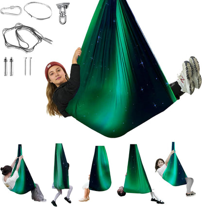 Aokitec Therapy Swing for Kids with Special Needs (Hardware Included) Snuggle Swing Cuddle Hammock Indoor Adjustable Aerial Yoga for Children with Autism, ADHD, Asperger, Sensory Integration