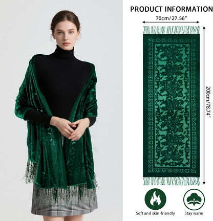 E-Clover Lace Shawl Velvet Scarfs Shawls and Wraps for Evening Dresses Wedding Shawl Wraps for Dress Accessories Winter