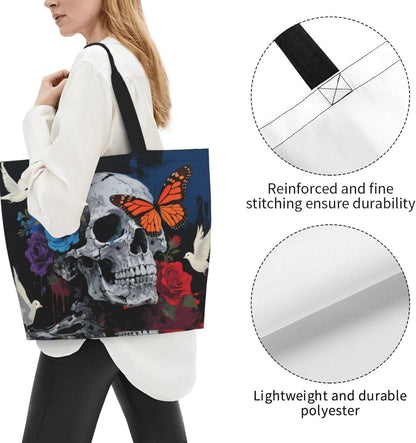 Tote Shoulder Bag Large Durable Reusable Eco-friendly Handbag Lightweight Stylish for Daily Use-19.7x15.7x5.9 Inch - Colors A