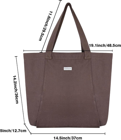 Yoga Mat Bag for Women, 100% Cotton Canvas Tote with Wet/Dry Pocket, Bottle Holder and Inner Zipper Pocket, 25L Carrier for Pilates and Travel