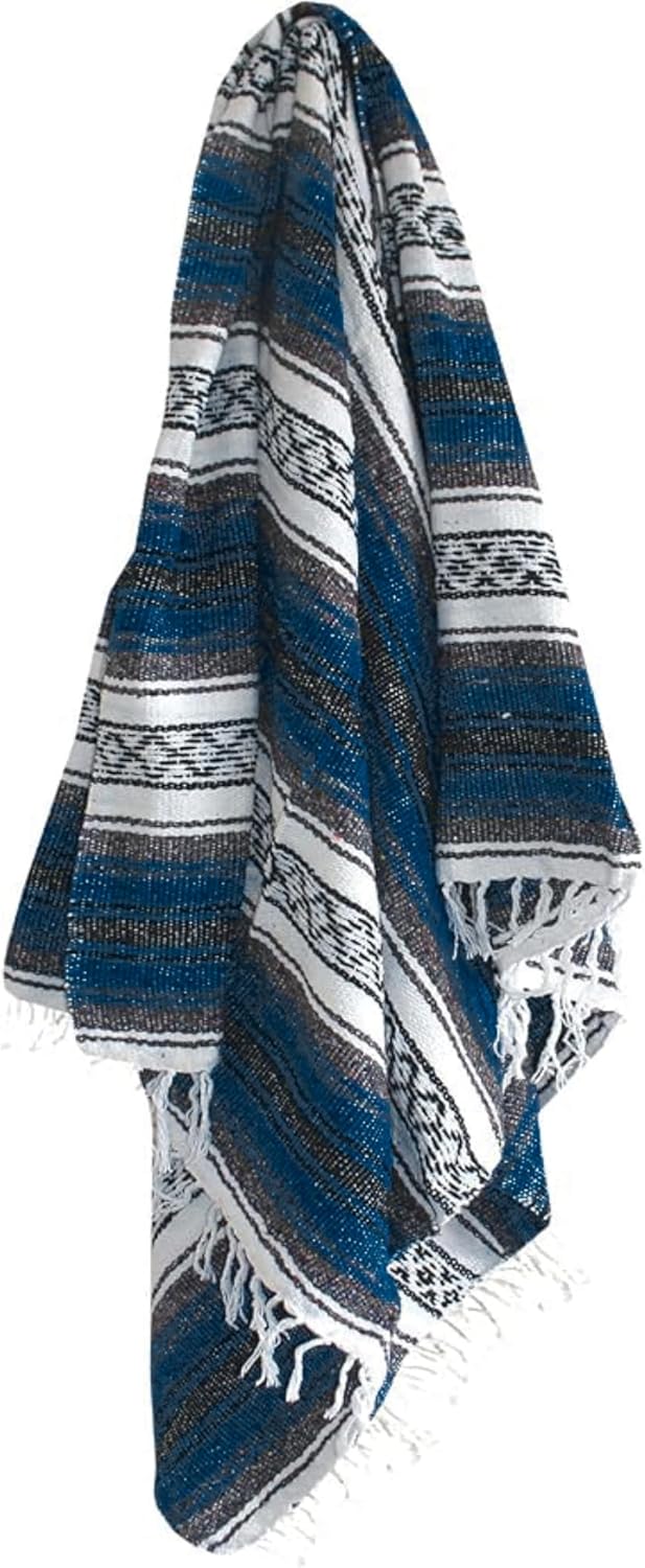 Del Mex Classic Mexican Blanket, Large Authentic Woven Falsa Throw (70"x50"), Artisan Southwest Décor for Beach, Yoga, Outdoors (Lavender)