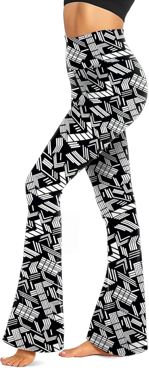 TNNZEET Black Flare Leggings for Women, Crossover Yoga Pants with Pockets Bootcut Flared Leggings