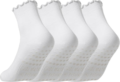 COOLMATE Pilates Socks with Grips for Women, Yoga Socks, Crew Non Slip Women for Barre, Pilates Gifts for Women - Colors A