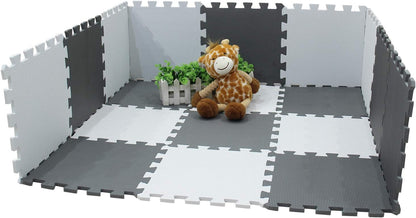 meiqicool Foam Play Mat Thick Soft EVA Interlocking Foam Floor Mats Children Yoga Exercise Multi Jigsaw Puzzle Blocking Board Kids Playmats Play Grey 18 Piece L