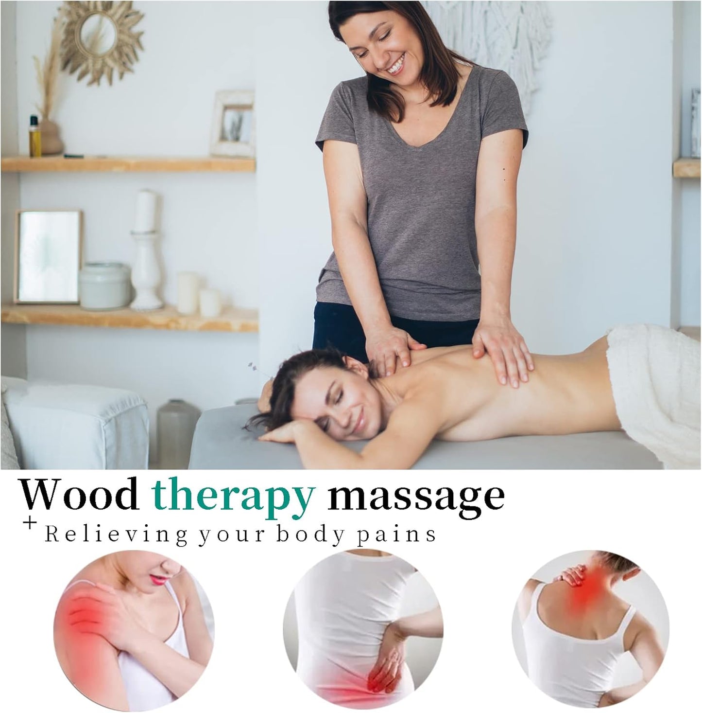 Wood Therapy Massage Tools Manual Massage Roller Stick for Body Sculpting, Maderoterapia Kit- Cellulite Massager for Muscle Pain Relief, Fascia, Cellulite