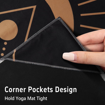 Hot Yoga Mat Towel with Corner Pockets Yoga Towels for Hot Yoga Non Slip with Travel Bag Sweat Absorbent Yoga Blankets Mat Cover for Workout Gym 70"x26" (Mountain-01, 70x26)