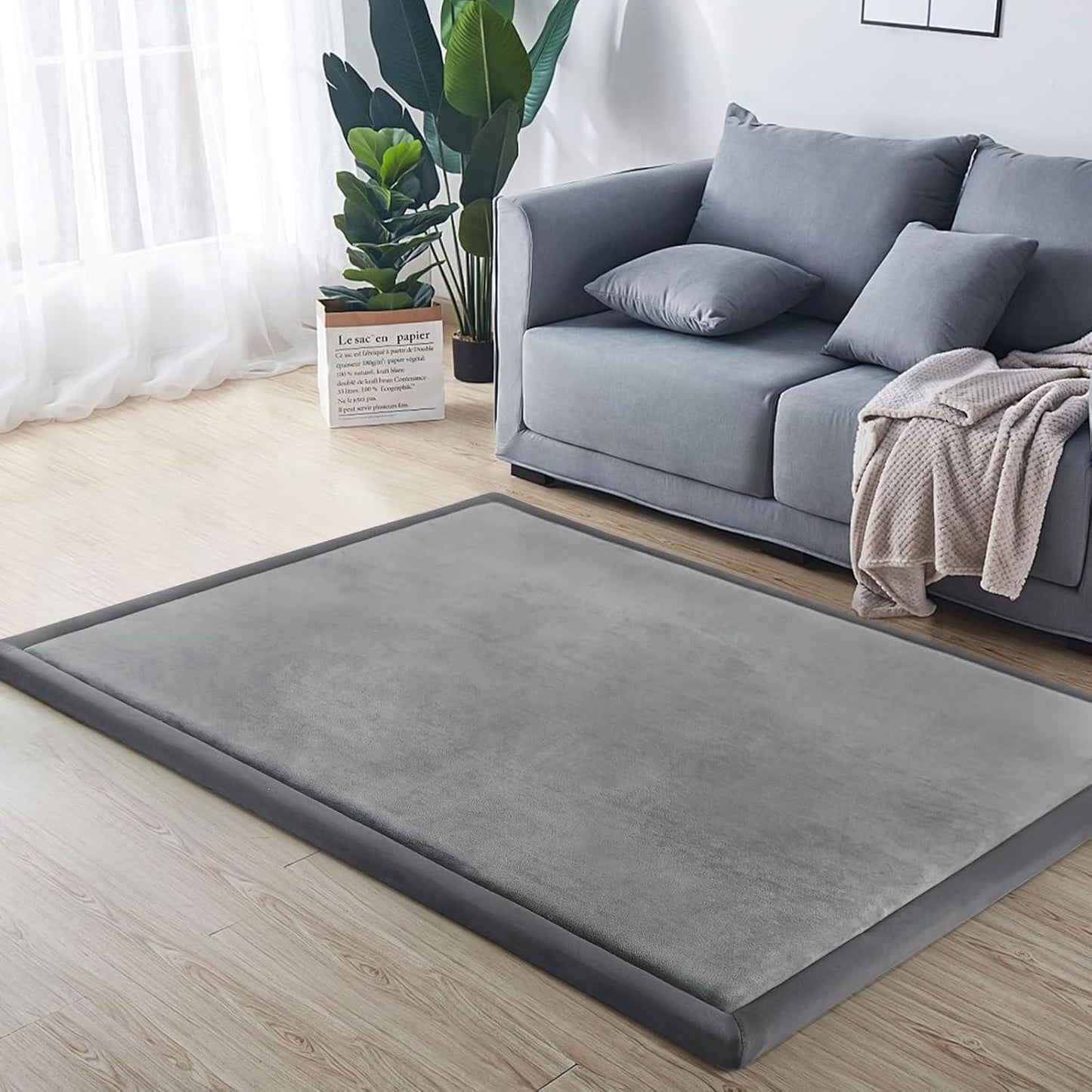 Baby Play Mat for Floor Nursery Rug Muscle Mat Area Rug Playroom Rug 79"x110" Playpen Mat Memory Foam 1.3" Thick Crawling Mat For Babies,Toddlers, Infants, Kids,Grey
