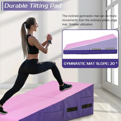 PayLessHere Gymnastics Tumbling Mats Incline Tumbling Mat Folding Gymnastic Tumbling Mat 48"x24"/34"x24" lnch Indoor/Outdoor Exercise Mat Home Gym Yoga Mat with Handle