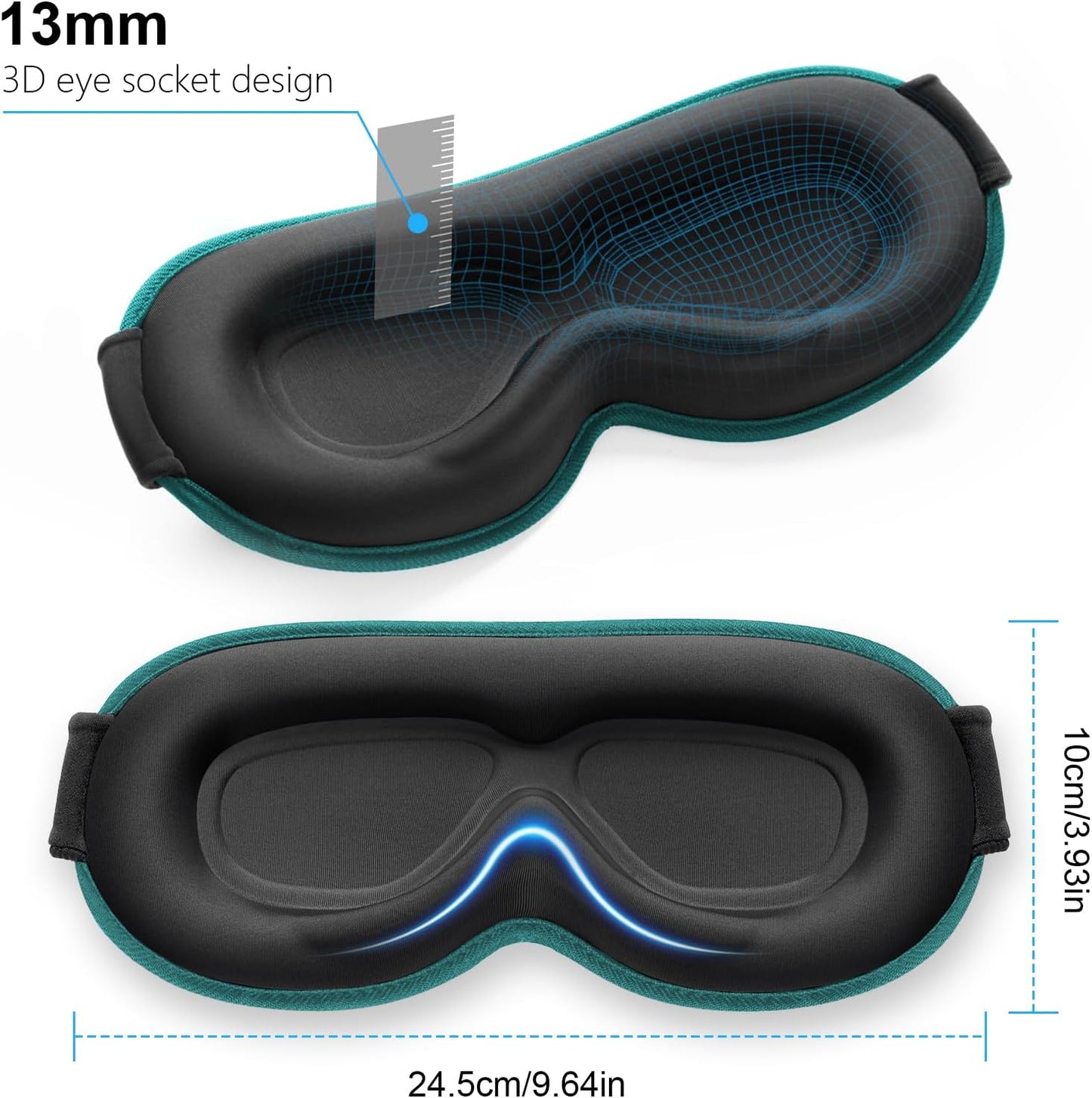 Gritin 100% Blackout Sleep Eye Mask for Women Men, Zero Pressure Sleeping Mask - Ergonomic Design 3D Cutout Eye Movement and Eyelash Friendly Night Blindfold, Ultra Soft Comfortable for Sleeping