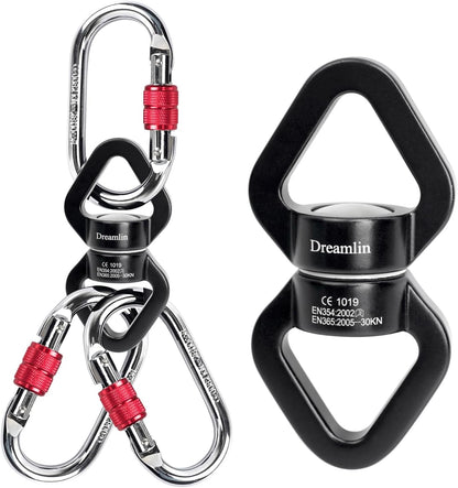 Aerial Silks Hardware Kit 30 KN Swing Swivel Aerial Yoga Hammock Rigging Aluminum Swivel Aerial Hoop Lyra Rotational Device Hanging Accessory