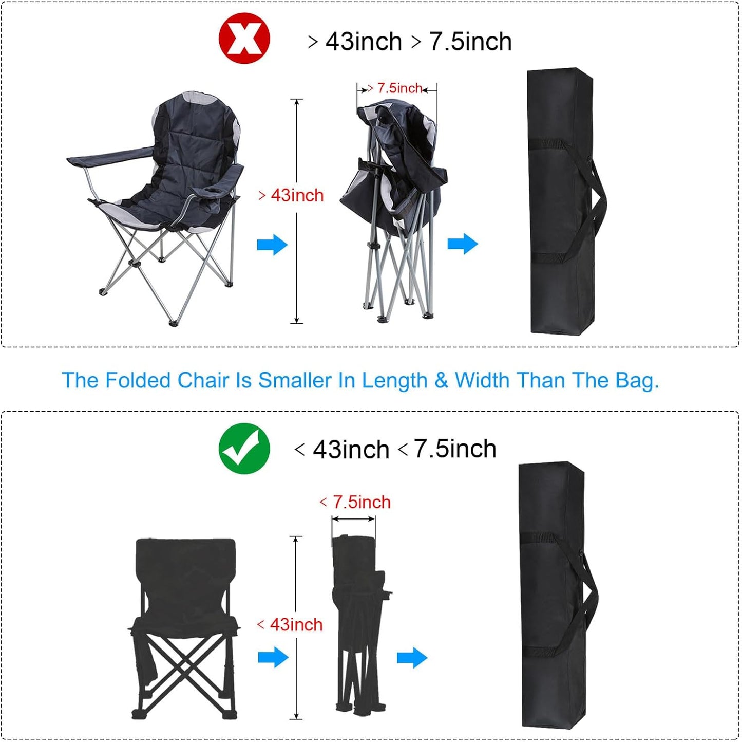 PATIKIL 25 Inch Camp Chair Replacement Bag, Nylon Foldable Carrying Bag Large Zippered Bag with Shoulder Strap for Camping Travel, Black