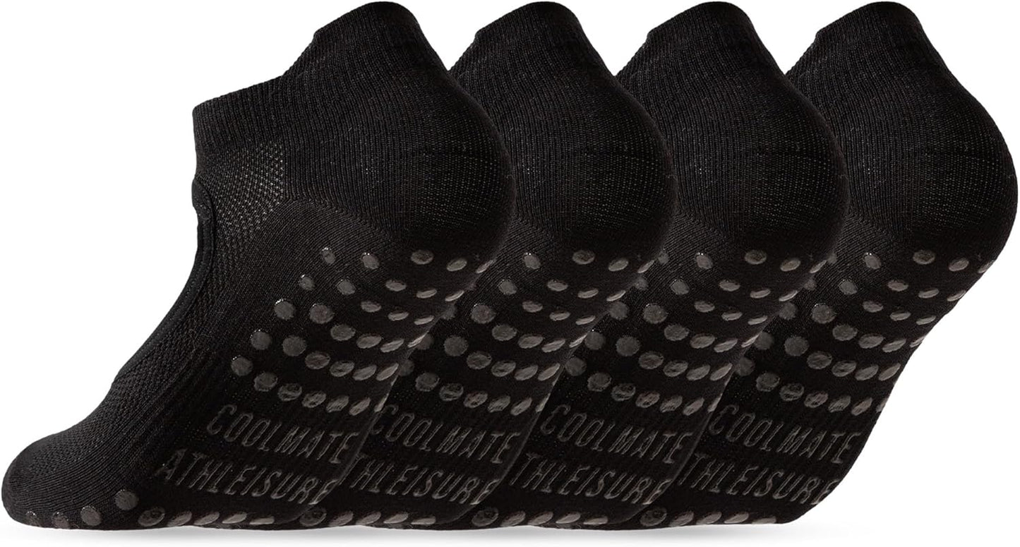 COOLMATE Pilates Socks with Grips for Women, Yoga Socks, Crew Non Slip Women for Barre, Pilates Gifts for Women - Colors A