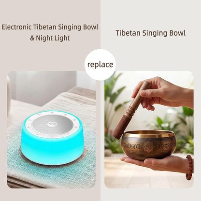 Kipcush Automatic Tibetan Singing Bowl Sound Machine – 11 Healing Tones, Touch Control Night Light, Smart Timer & Memory, Plug-in Sound Therapy Device for Yoga, Meditation, Sleep & Stress Relief