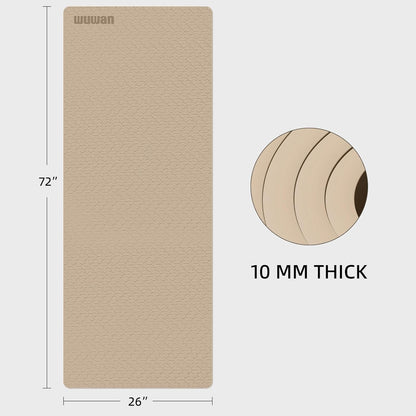 10 mm Yoga Mat 72"x26" TPE Non-Slip Exercise Mat 0.4" Thick, Easy-to-Carry Fitness Mat for Yoga, Pilates & Workout, Professional Mat, Made with Recyclable Material, Durable, Easy to Clean