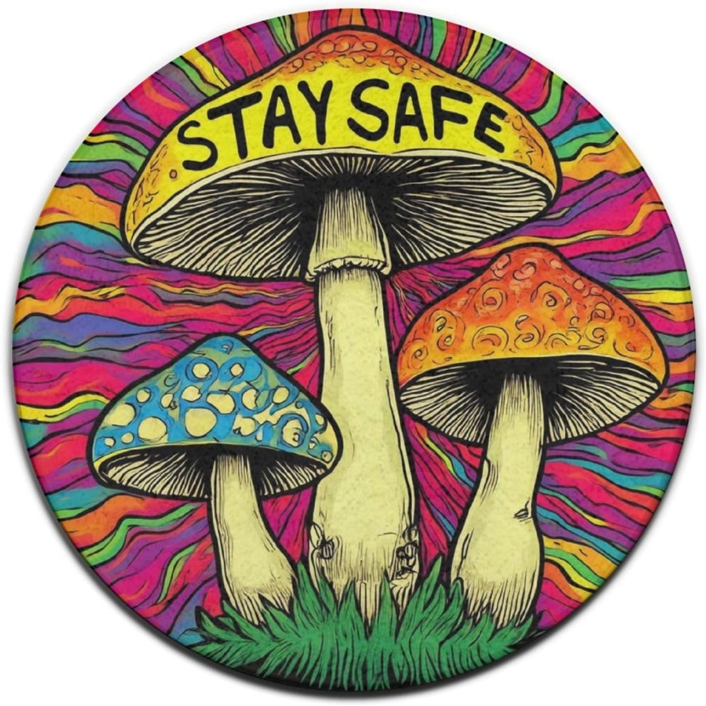 Home Decor Non Slip Kitchen Office Circle Rug, Machine Washable Modern Round Area Rug, Room Sofa Yoga Soft Round Carpet Purple Galaxy Trippy Space Astronaut Art, 36inch