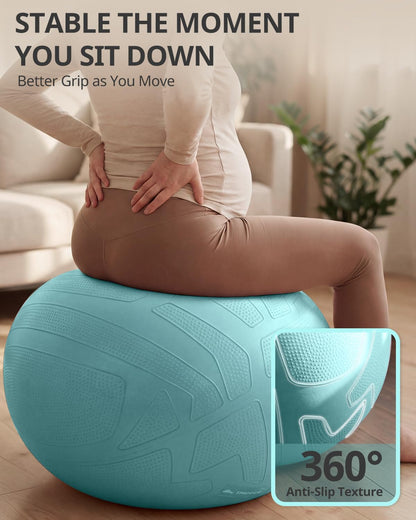 Trideer Pregnancy Birthing Ball, 1.7mm Extra Thick Yoga Ball for Maternity, Labor, Physio, Recovery, Exercise Guide & Daily Comfort Tips for All Trimesters, 1000LB Anti-Burst Non-Slip Stability Ball