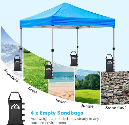 MoKo 120 LBS Zipper Top Sand Bags for Canopy Legs (Set of 4, Without Sand), Windproof Weight Bags with Silicone Handle for Gazebo Leg, Pop Up Canopy Tent Weights, Sandbags for Weight, Black