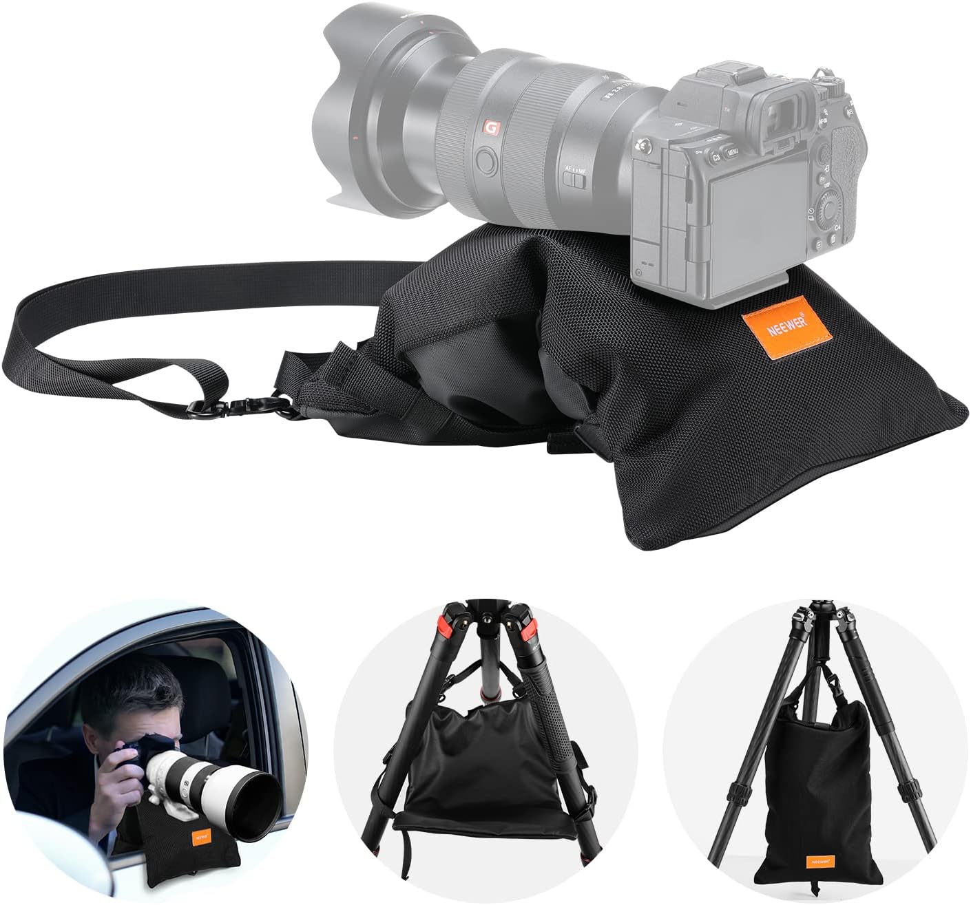 NEEWER Sandbags for Photography, 4 Pack Black Sand Bags for Weight Heavy Duty Sandbag for Light Stands Boom Arms Tripods