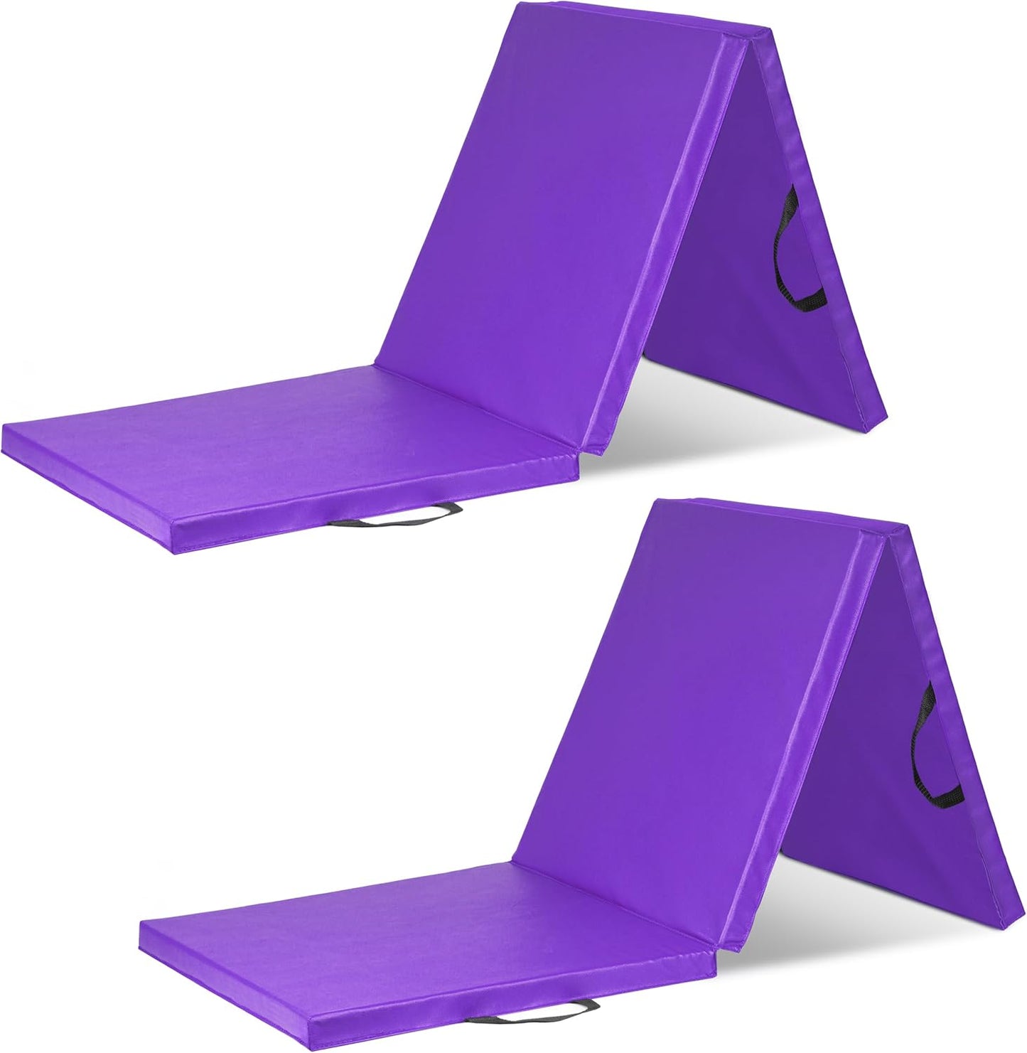 ProSource Tri-Fold Folding Thick Exercise Mat 6’x2’ with Carrying Handles for MMA, Gymnastics, Stretching, Core Workouts