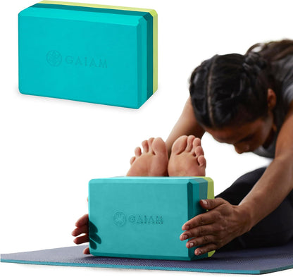 Gaiam Yoga Block - Supportive Latex-Free Eva Foam - Soft Non-Slip Surface with Beveled Edges for Yoga, Pilates, Meditation