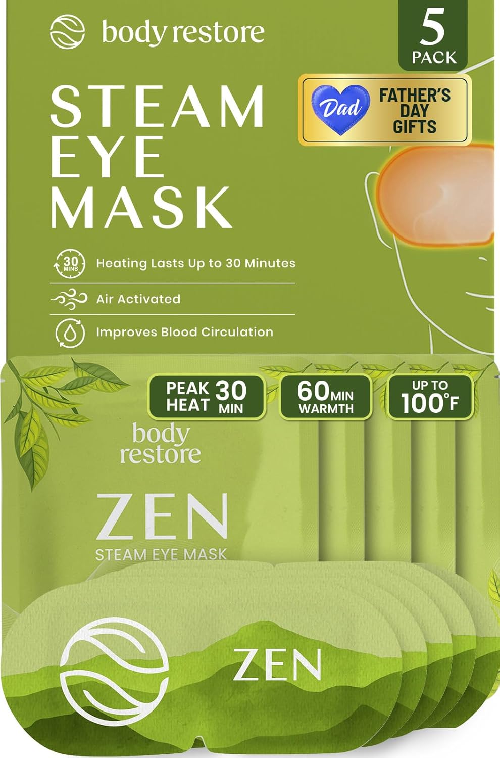 Body Restore Heated Eye Mask for Dry Eyes 30 Pack – Fathers Day Gift for Dad, Birthday Gifts for Women and Men, Self Heating Warm Compress, Relaxation – Variety