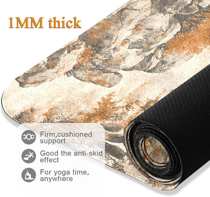 Western Cowboy Pattern Thin Yoga Mat with Bag Included, Non Slip Fitness Workout Mat, Foldable Suede Rubber Yoga Mat for Yoga Pilates and Fitness, 70.8" L x 26" W x 1mm