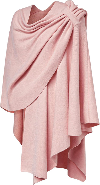 PULI Womens Large Cross Front Poncho Sweater Wrap Topper Knitted Elegant Shawls Cape for Fall Winter