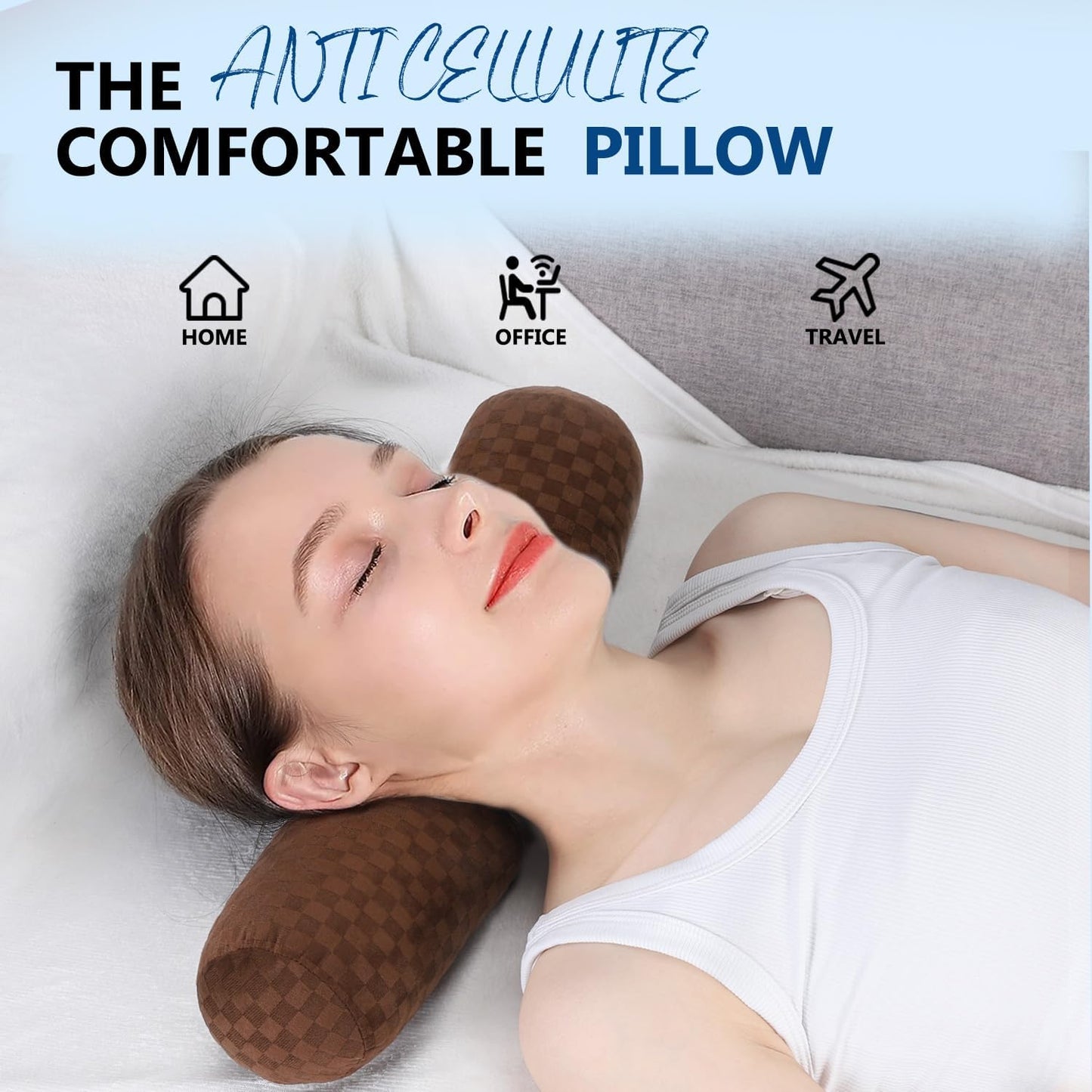 Health Cervical Neck Roll, Comfortable and Highly Resilient Bolster Pillows, Round Neck Pillows Support for Sleeping | Large Size Bolster Pillow for Bed, Legs, Back and Yoga (Purple 81)