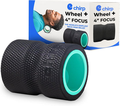 Chirp Wheel Foam Roller – Targeted Back & Neck Relief, Lumbar Spine Stretcher, Spinal Decompression Back Stretcher, Massage Roller with Density Foam for Physical Therapy, Supports 500lbs, 4-Pack Black