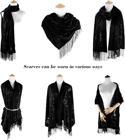 E-Clover Lace Shawl Velvet Scarfs Shawls and Wraps for Evening Dresses Wedding Shawl Wraps for Dress Accessories Winter