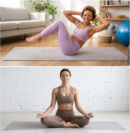 Woanger 2 Pack Hot Yoga Mat Thick 12mm and Towel Non Slip 72" x 26.5" Extra Large Absorbent Microfiber with Nylon Strap for Pilates Exercise Fitness Workout