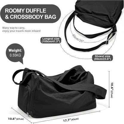 Small Gym Bag with Shoe Compartment, Workout Sport Duffle Bag for Women Travel, Waterproof Shoulder Overnight Bags Lightweight Carry on Tote Bags for Swim, Yoga, Dance