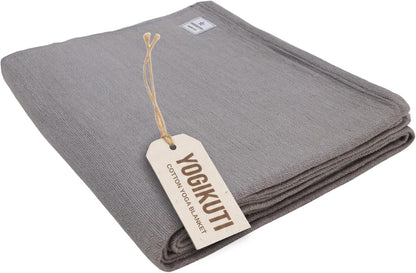 Yogikuti Iyengar Cotton Yoga Blanket Set of One – Thick Handwoven Yoga Blankets for Restorative Yoga, Meditation & Pranayama – Premium Cotton Yoga Blanket for Support & Comfort in Pranayama (Orange)