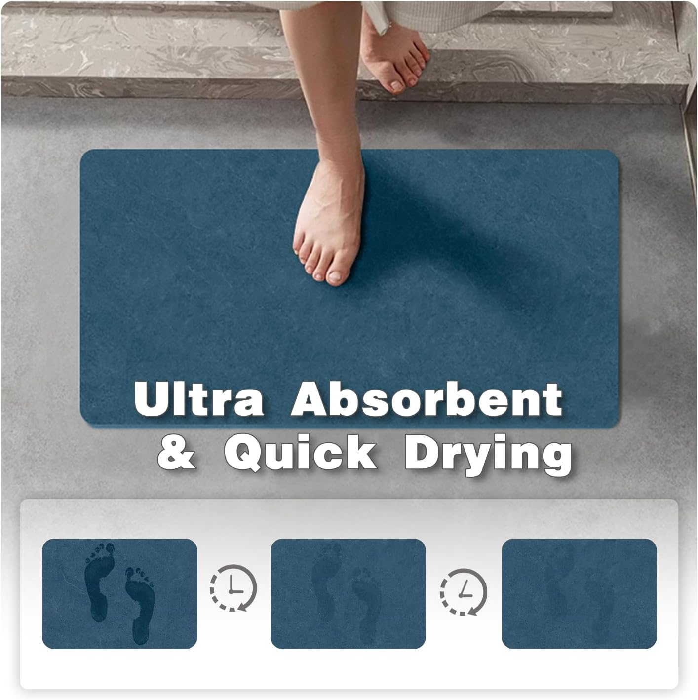 TYUU Bath Mat, Bathroom Rugs Non Slip Washable Thin Absorbent Quick Dry Bath Mat Fits Under Door Bathroom Floor Mat Perfect for Bath, Shower, or Sink 24"x36" Dark Grey
