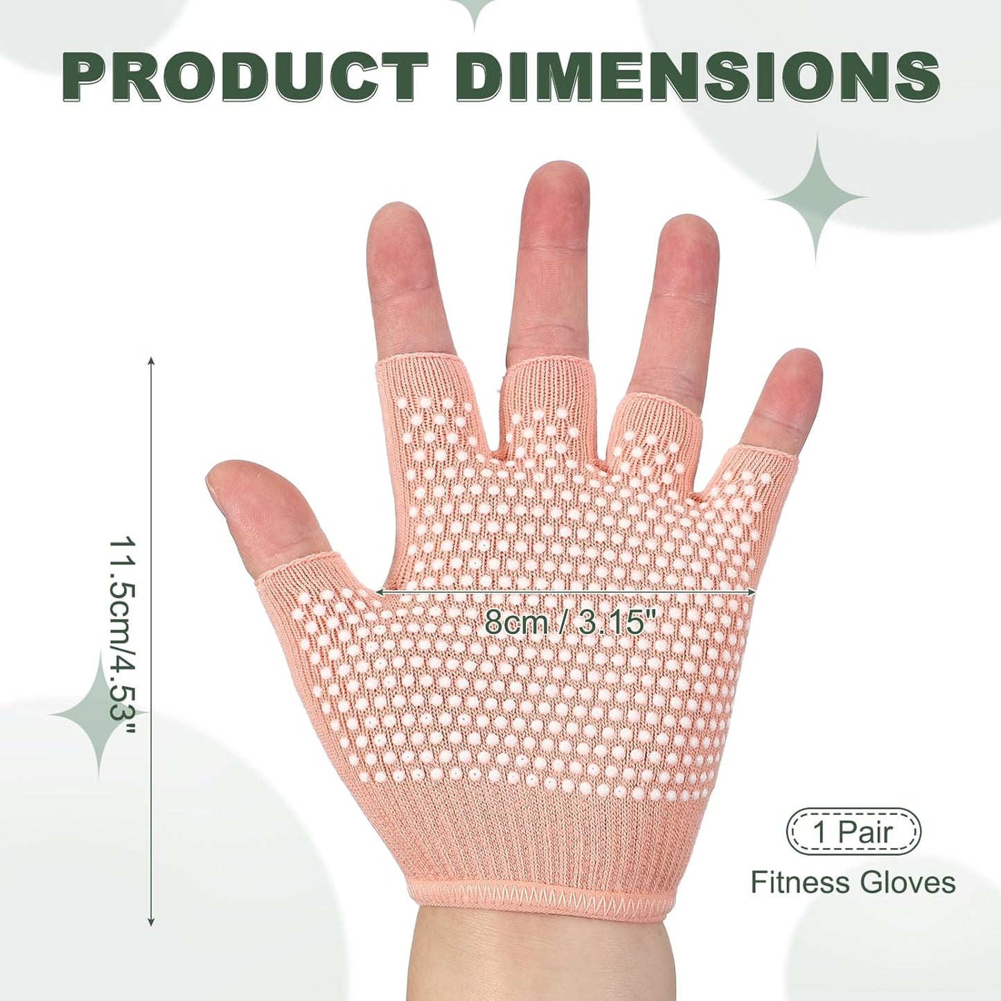 Yoga Gloves, Non Slip Fingerless Pilates Gloves Breathable Exercise Workout Mittens